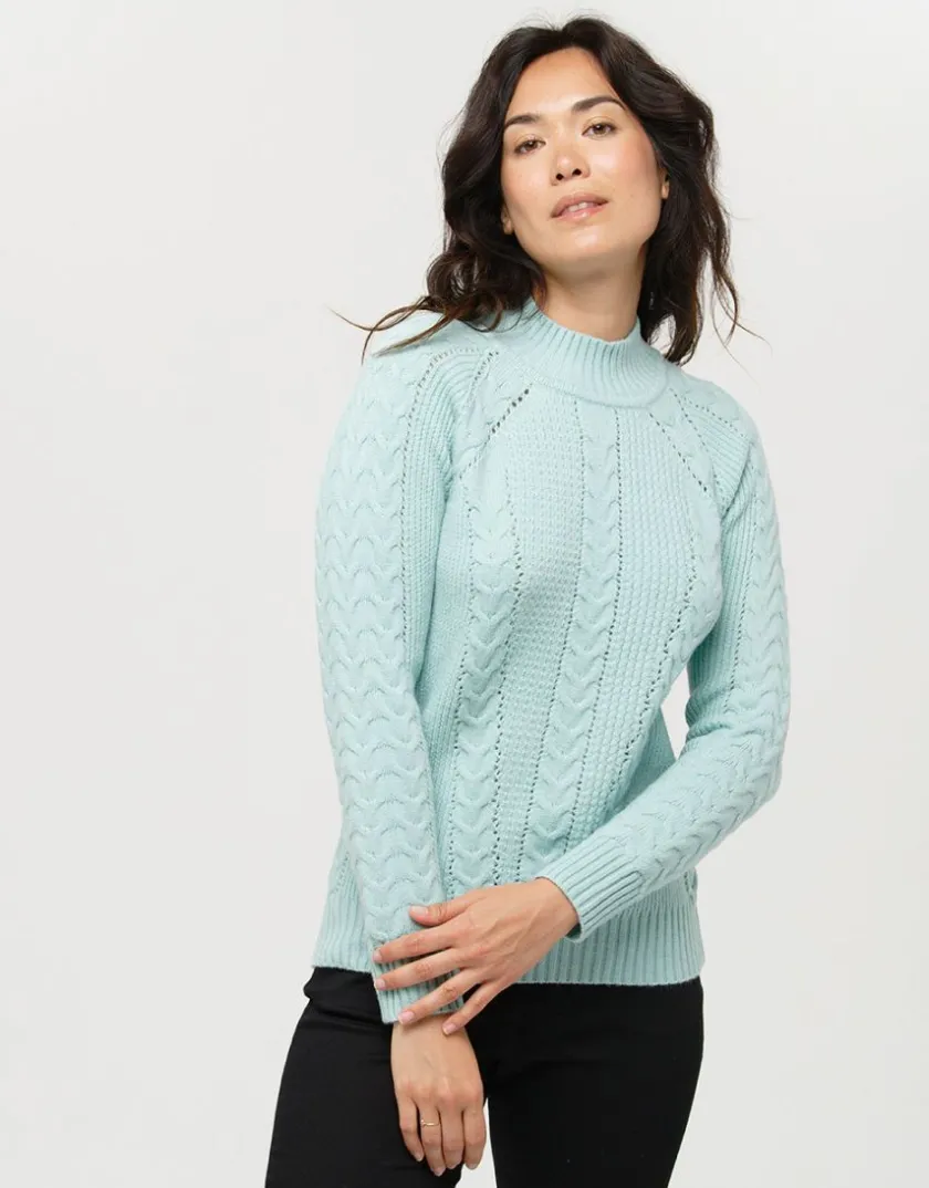 Clearance Pull vert d'eau torsades Pulls|Maille