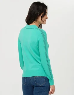 New Pull vert menthe col polo Pulls|Maille