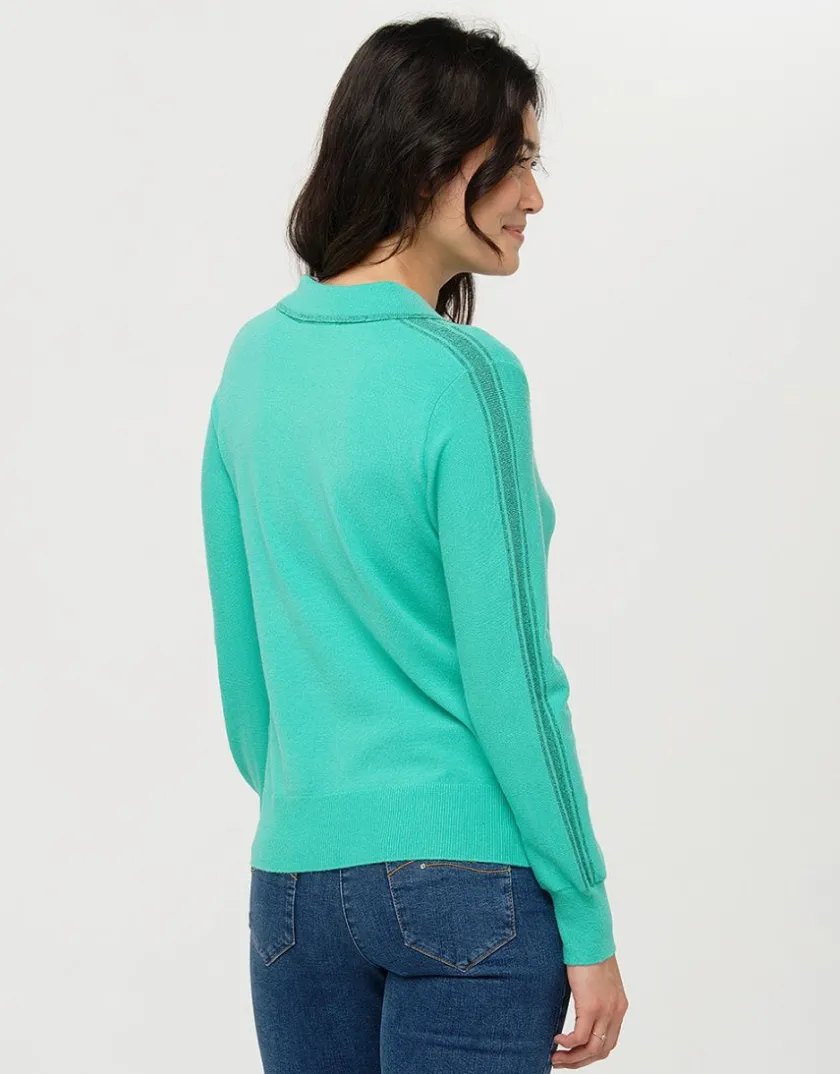 New Pull vert menthe col polo Pulls|Maille