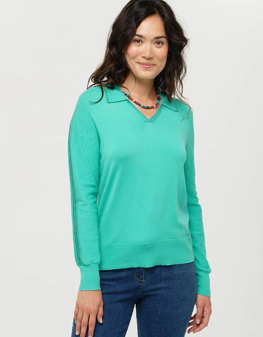New Pull vert menthe col polo Pulls|Maille