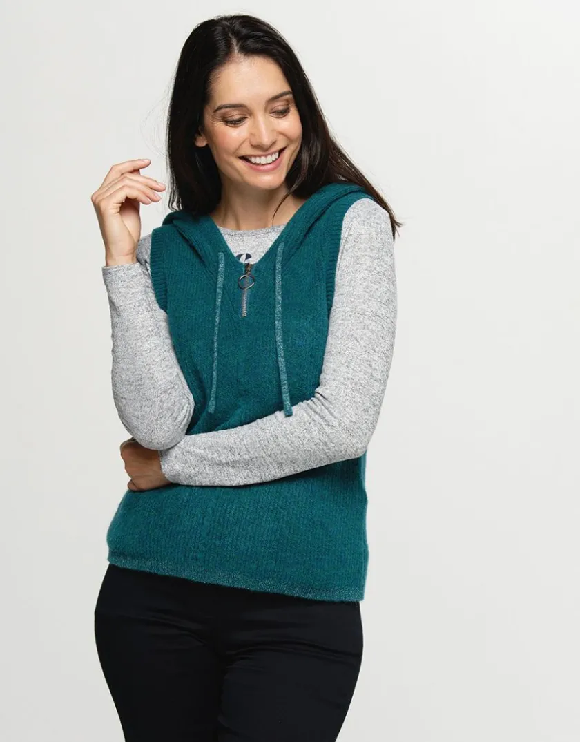 Hot Pull vert sans manches Pulls|Maille