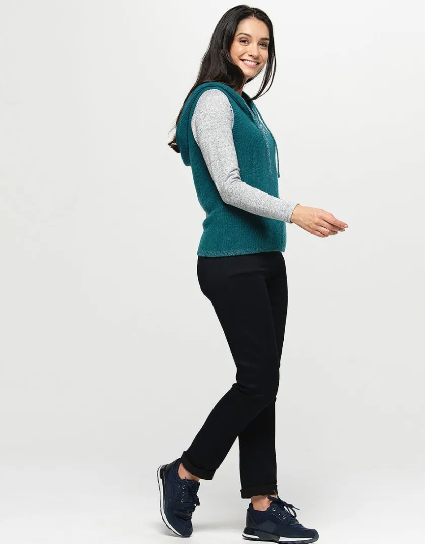 Hot Pull vert sans manches Pulls|Maille
