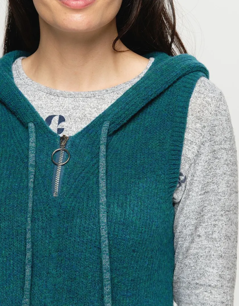 Hot Pull vert sans manches Pulls|Maille