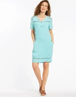 Outlet Robe 100% LIN menthe Robes|Robes & Jupes
