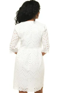 Hot Robe blanche broderies Robes|Robes & Jupes