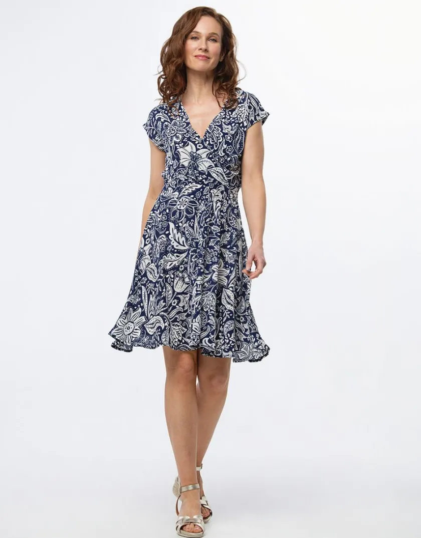 Fashion Robe bleu imprimé fleuri Robes|Robes & Jupes
