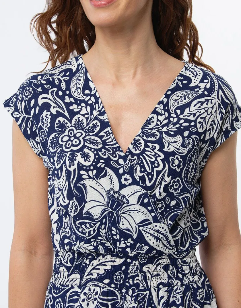 Fashion Robe bleu imprimé fleuri Robes|Robes & Jupes