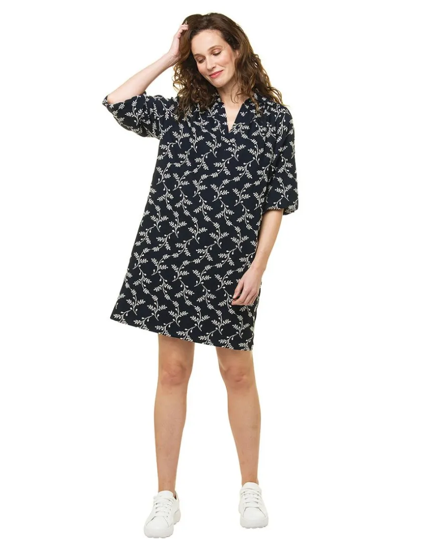 Hot Robe brodée bleu marine Robes|Robes & Jupes