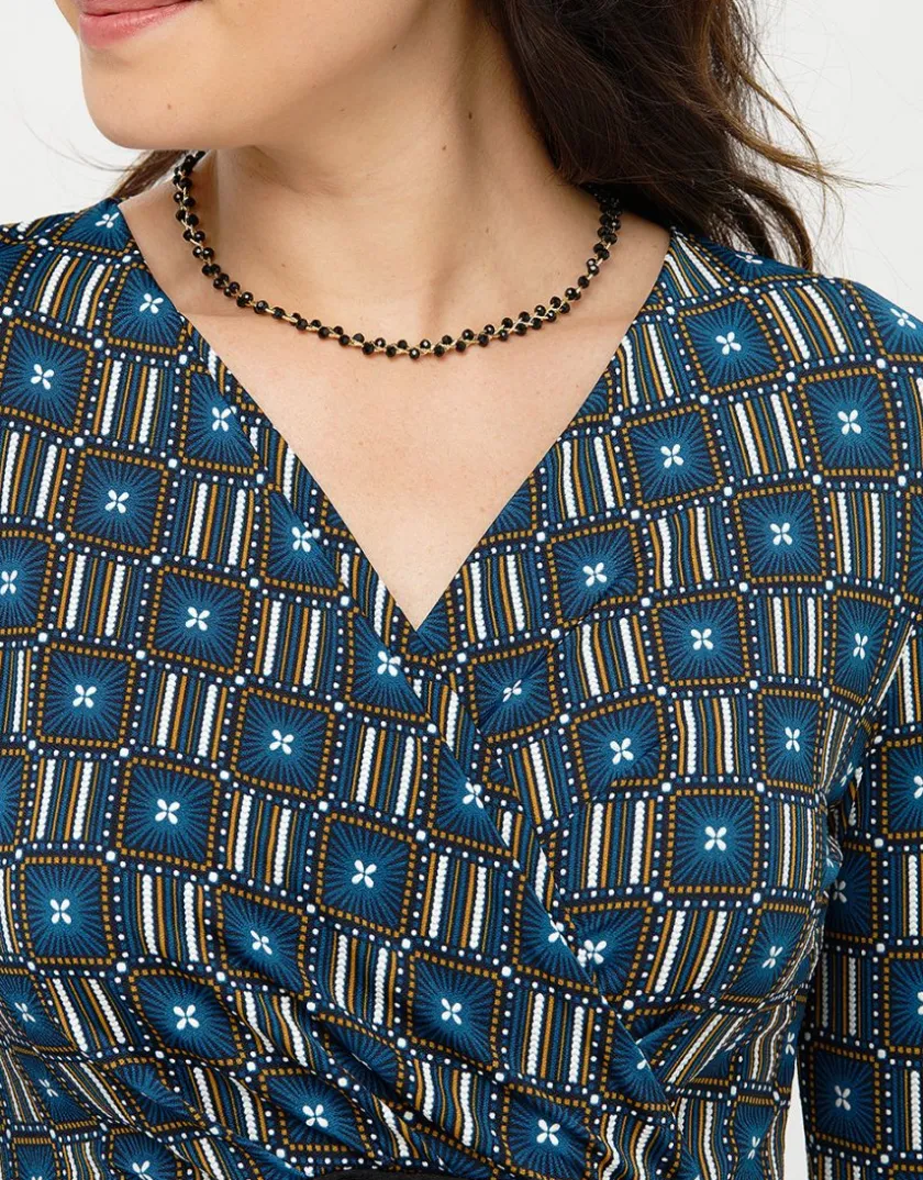 Sale Robe cache-coeur bleue Robes|Robes & Jupes