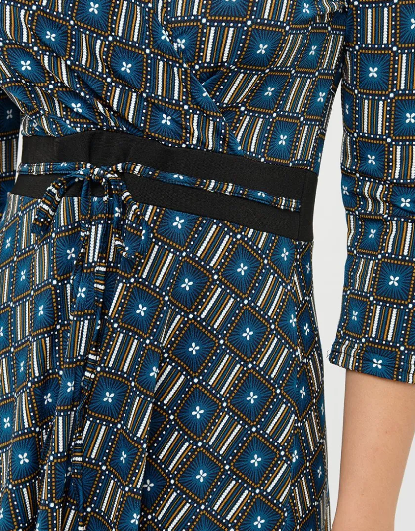Sale Robe cache-coeur bleue Robes|Robes & Jupes