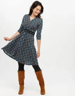 Sale Robe cache-coeur bleue Robes|Robes & Jupes