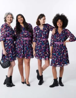 Clearance Robe chic violet motif Robes|Robes & Jupes