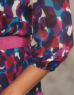 Clearance Robe chic violet motif Robes|Robes & Jupes
