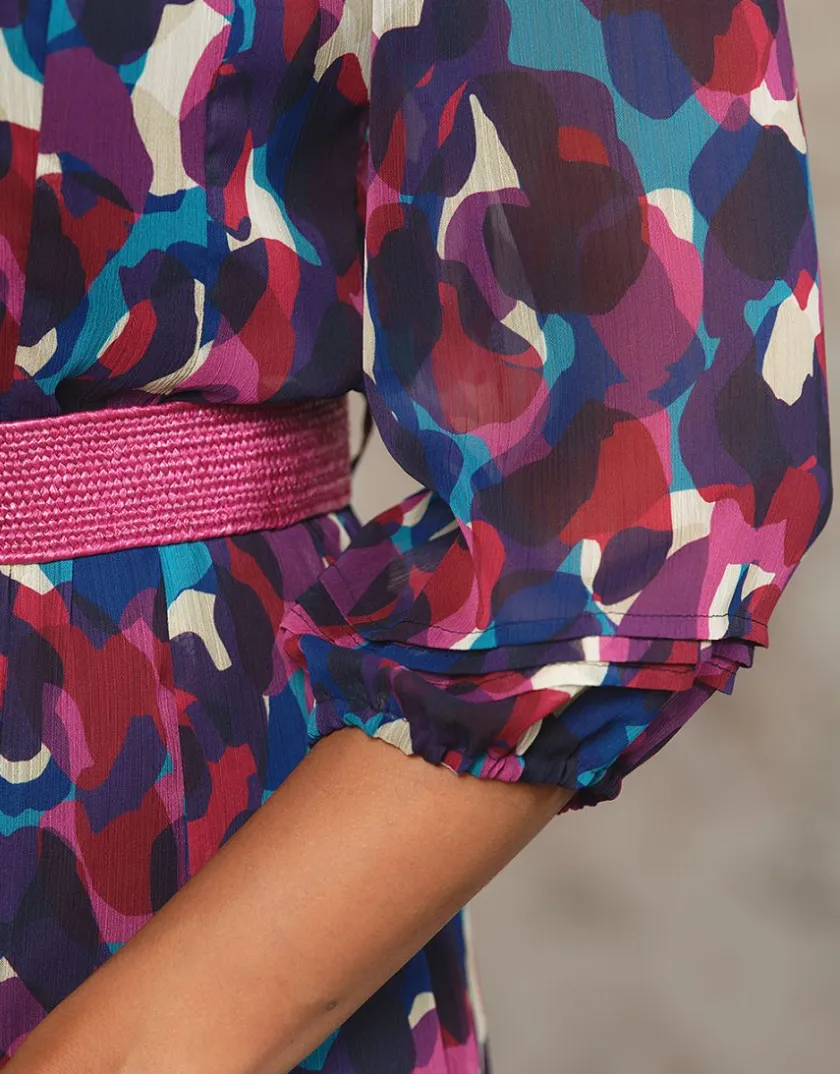 Clearance Robe chic violet motif Robes|Robes & Jupes