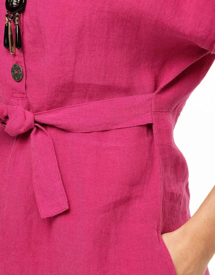 Fashion Robe fuchsia 100% lin Robes|Robes & Jupes