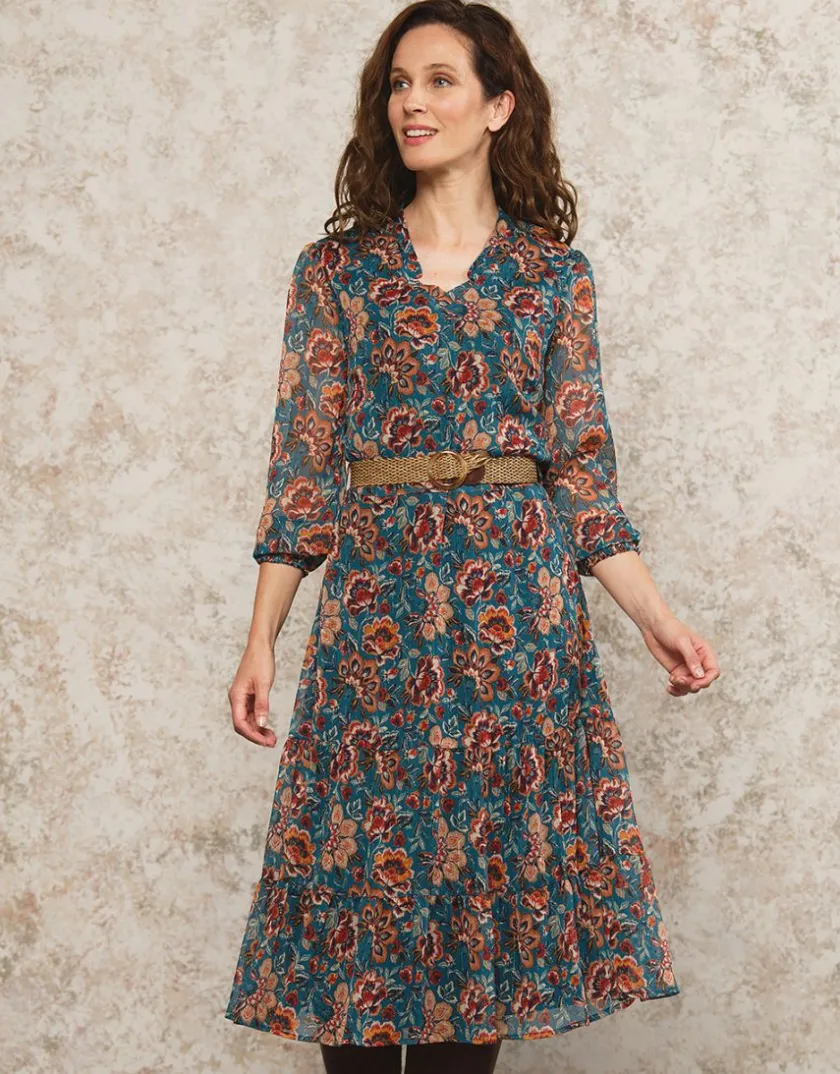Fashion Robe longue motif bleu Robes|Robes & Jupes