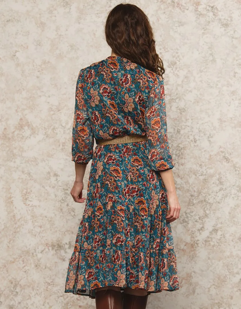 Fashion Robe longue motif bleu Robes|Robes & Jupes