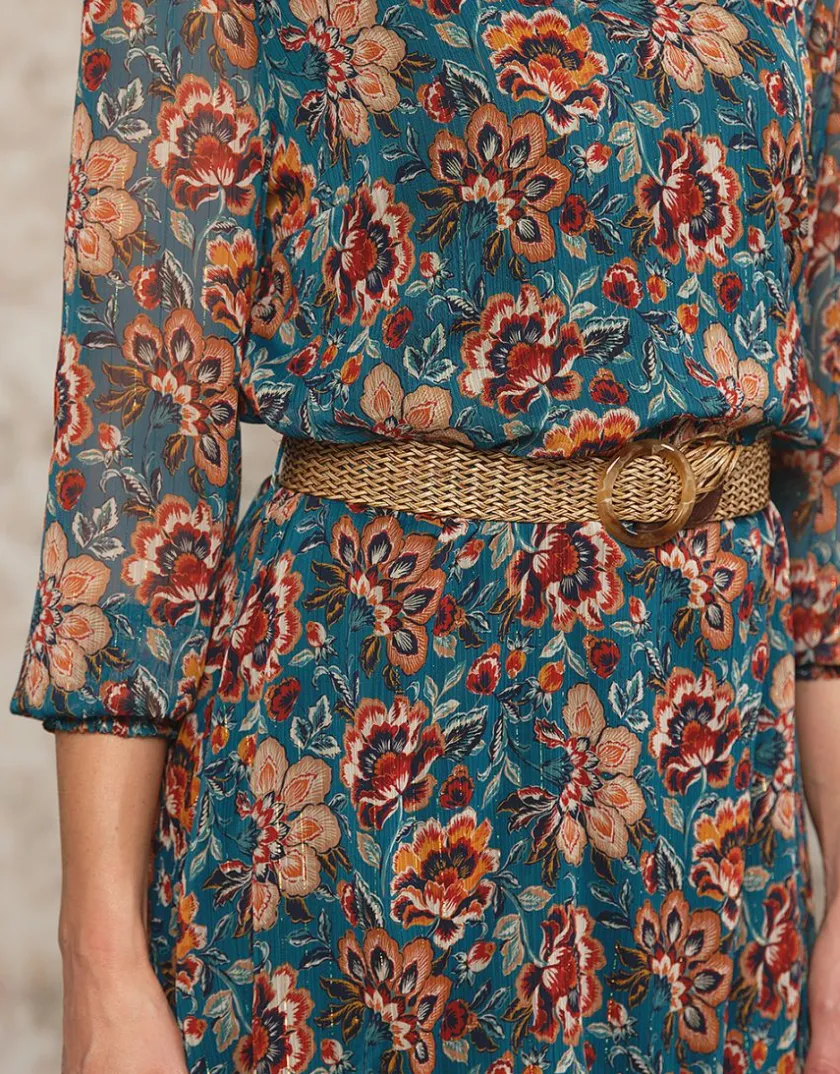 Fashion Robe longue motif bleu Robes|Robes & Jupes