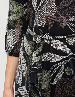 Online Robe motif feuillage noir Robes|Robes & Jupes