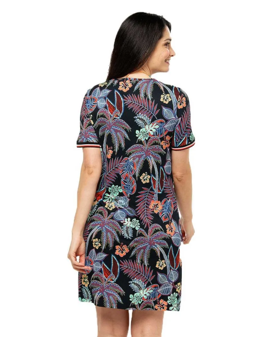 Outlet Robe noir feuillages Robes|Robes & Jupes