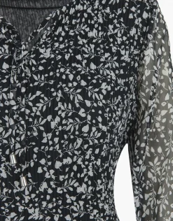 Online Robe plissée fleurs noir Robes|Robes & Jupes