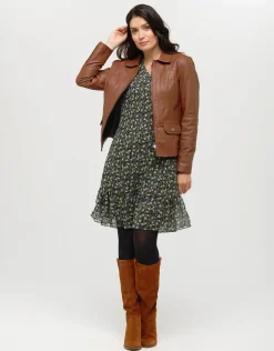 Fashion Robe plissée kaki fleurs Robes & Jupes|Robes