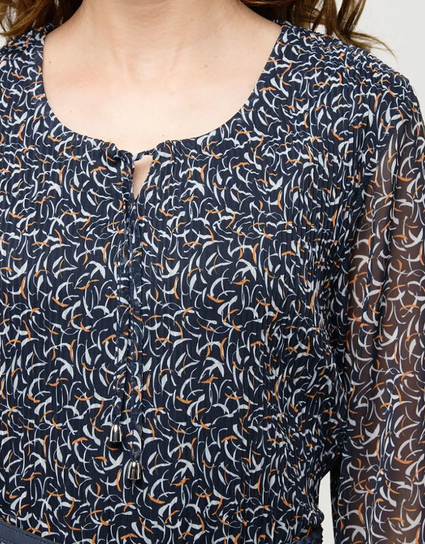 Clearance Robe plissée marine voile Robes|Robes & Jupes