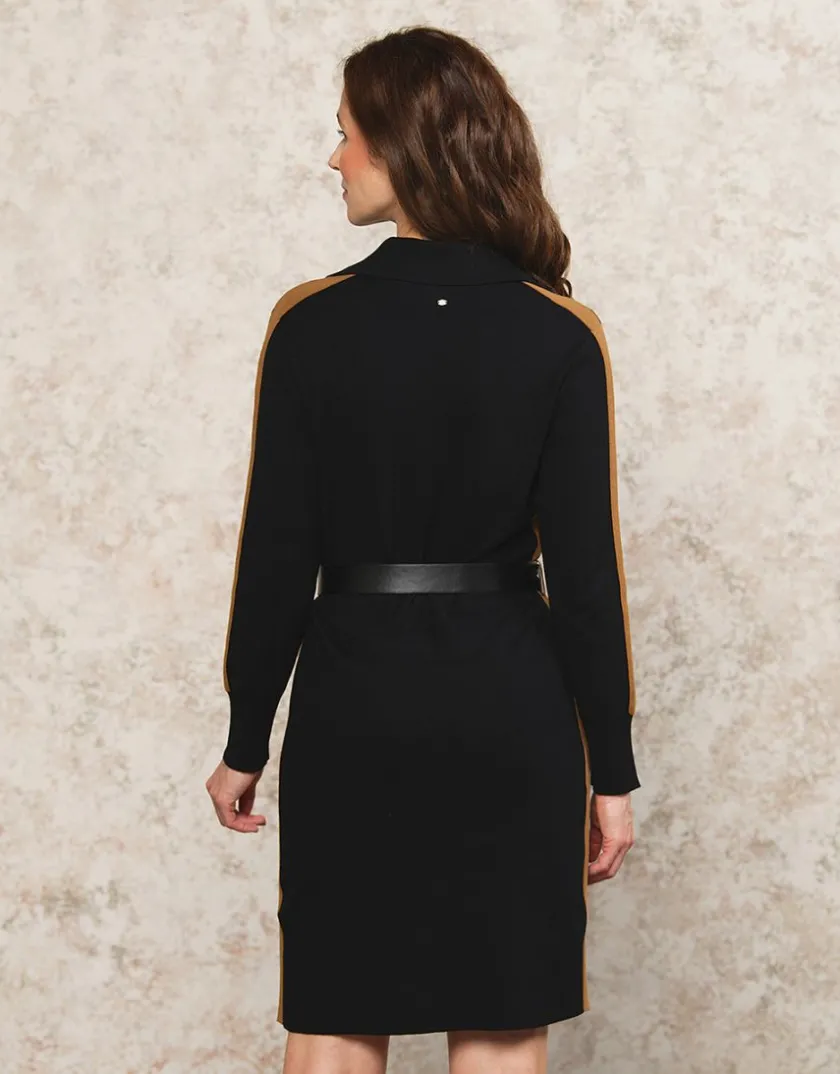 Hot Robe pull noire ceinturée Robes|Robes & Jupes