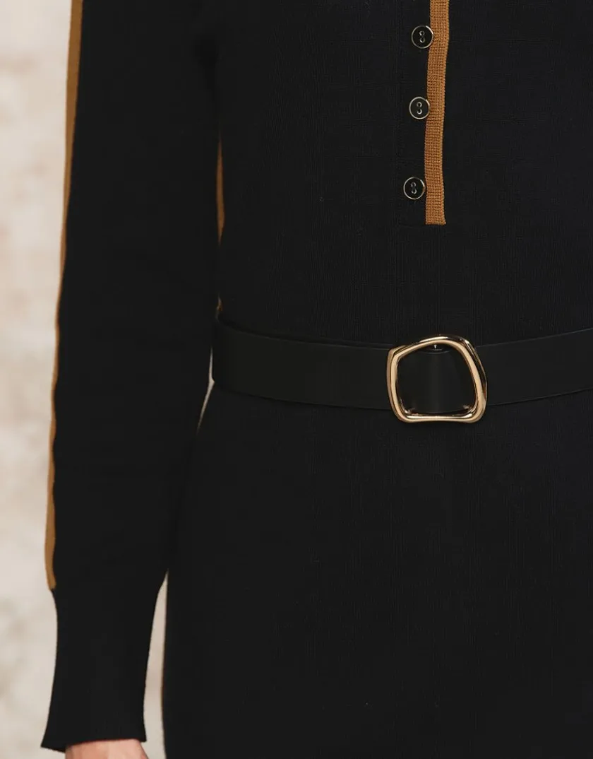 Hot Robe pull noire ceinturée Robes|Robes & Jupes