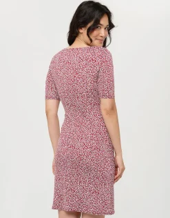 Hot Robe rouge drapée fleurie Robes|Robes & Jupes