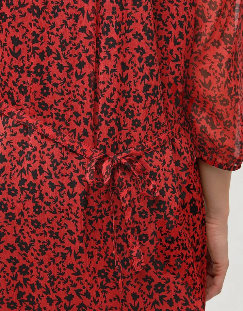 Fashion Robe voile imprimé rouge Robes|Robes & Jupes