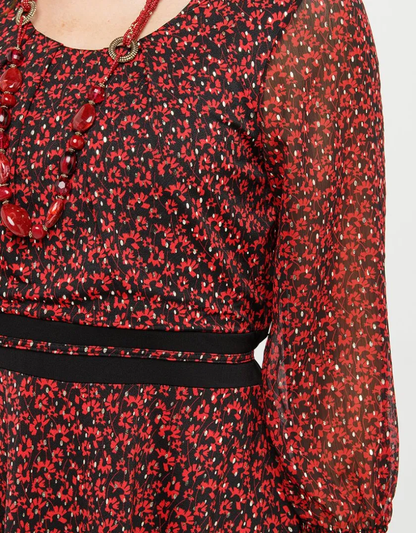 New Robe voile imprimé rouge Robes|Robes & Jupes