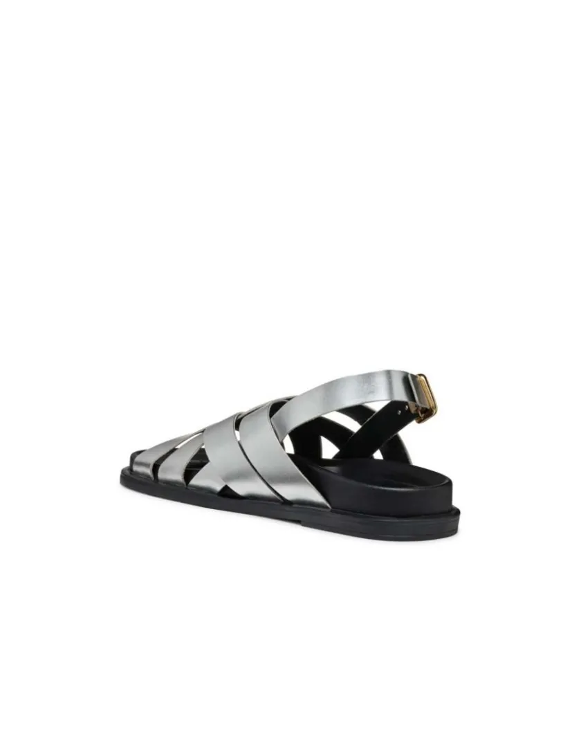 Clearance Sandale plate cuir argent GEOX Sandales