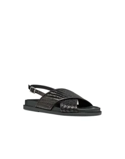 Online Sandales plates cuir noir GEOX Sandales