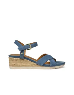 Hot Sandales talon cuir bleu GEOX Sandales