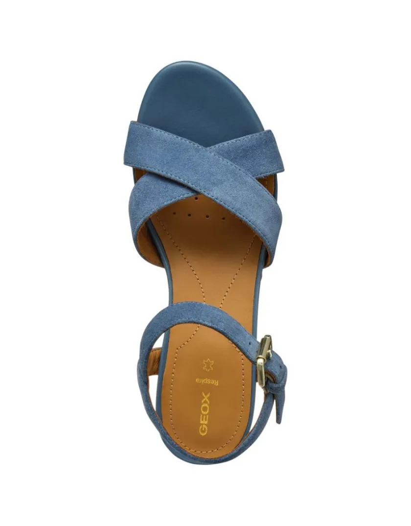 Hot Sandales talon cuir bleu GEOX Sandales