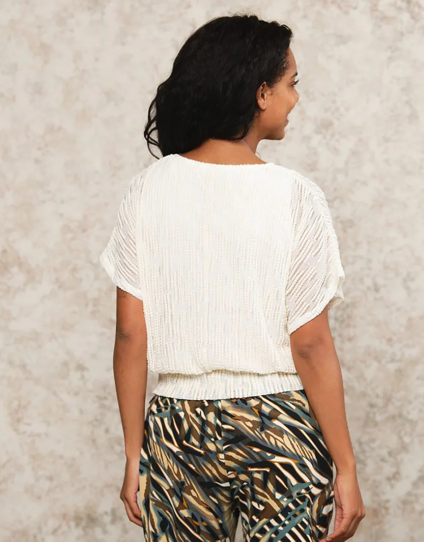 Discount Top blousant coton blanc Chemisiers & Blouses|Hauts