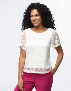 Clearance Top dentelle chic écru Chemisiers & Blouses|Hauts
