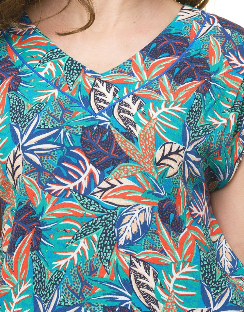 Best Top feuillage bleu Chemisiers & Blouses|Hauts