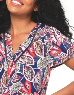 New Top feuillages col V T-shirts|Hauts