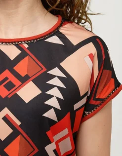 Best Top fluide motifs oranges T-shirts|Hauts