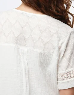 Sale Top gaze de coton blanc Chemisiers & Blouses|Hauts