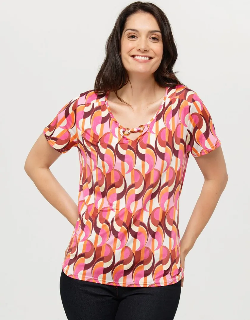Fashion Top imprimé 70 rouge T-shirts|Hauts