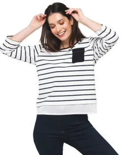 Clearance Top marinière blanc T-shirts|Hauts