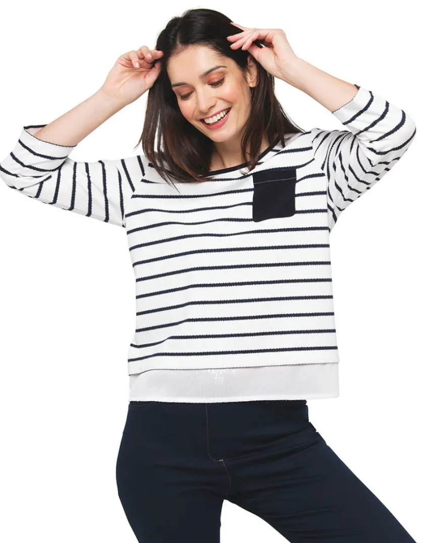 Clearance Top marinière blanc T-shirts|Hauts