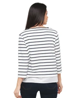 Clearance Top marinière blanc T-shirts|Hauts