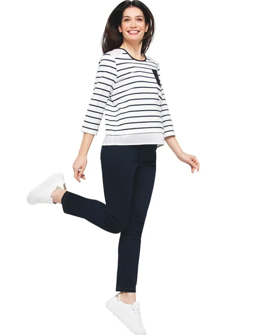 Clearance Top marinière blanc T-shirts|Hauts