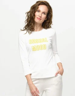 Discount T-shirt blanc coton modal T-shirts|Hauts