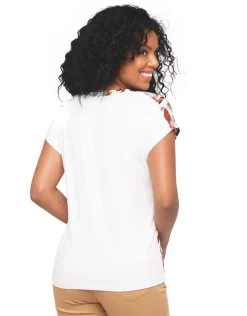 Discount T-shirt blanc fleuri T-shirts|Hauts