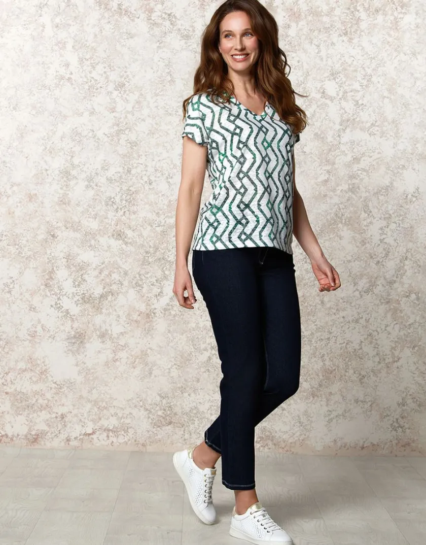 Hot T-shirt blanc motif vert T-shirts|Hauts